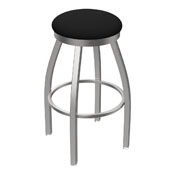 802 Misha Swivel Stool with Stainless Finish and Black Vinyl Seat, AGS-80225SSBlkVinyl