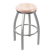 802 Misha Swivel Stool with Stainless Finish and Natural Maple Seat, AGS-80225SSNatMpl