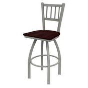 810 Contessa Swivel Stool with Anodized Nickel Finish and Dark Cherry Oak Seat, AGS-81025ANDCOak
