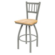 810 Contessa Swivel Stool with Anodized Nickel Finish and Natural Maple Seat, AGS-81025ANNatMpl