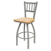 810 Contessa Swivel Stool with Anodized Nickel Finish and Natural Oak Seat, AGS-81025ANNatOak