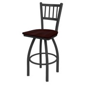 810 Contessa Swivel Stool with Pewter Finish and Dark Cherry Oak Seat, AGS-81025PWDCOak