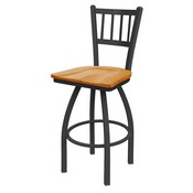 810 Contessa Swivel Stool with Pewter Finish and Medium Oak Seat, AGS-81025PWMedOak