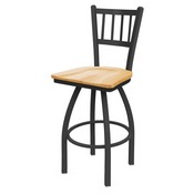 810 Contessa Swivel Stool with Pewter Finish and Natural Oak Seat, AGS-81025PWNatOak