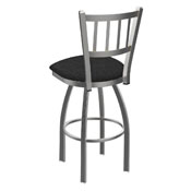 810 Contessa Swivel Stool with Stainless Finish and Graph Coal Seat, AGS-81025SS018