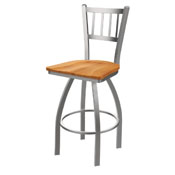 810 Contessa Swivel Stool with Stainless Finish and Medium Maple Seat, AGS-81025SSMedMpl
