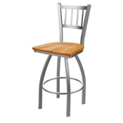810 Contessa Swivel Stool with Stainless Finish and Medium Oak Seat, AGS-81025SSMedOak