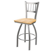 810 Contessa Swivel Stool with Stainless Finish and Natural Maple Seat, AGS-81025SSNatMpl