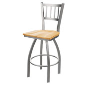 810 Contessa Swivel Stool with Stainless Finish and Natural Oak Seat, AGS-81025SSNatOak