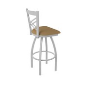 820 Catalina Swivel Stool with Anodized Nickel Finish and Canter Saddle Seat, AGS-82025AN012