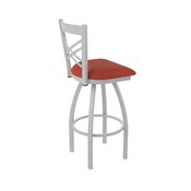820 Catalina Swivel Stool with Anodized Nickel Finish and Graph Poppy Seat, AGS-82025AN021