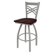 820 Catalina Swivel Stool with Anodized Nickel Finish and Dark Cherry Maple Seat, AGS-82025ANDCMpl