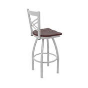 820 Catalina Swivel Stool with Anodized Nickel Finish and Dark Cherry Oak Seat, AGS-82025ANDCOak