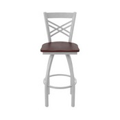 820 Catalina Swivel Stool with Anodized Nickel Finish and Dark Cherry Oak Seat, AGS-82025ANDCOak
