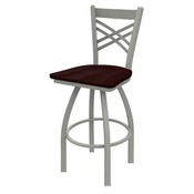 820 Catalina Swivel Stool with Anodized Nickel Finish and Dark Cherry Oak Seat, AGS-82025ANDCOak