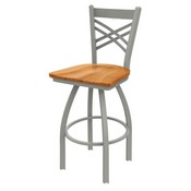 820 Catalina Swivel Stool with Anodized Nickel Finish and Medium Maple Seat, AGS-82025ANMedMpl