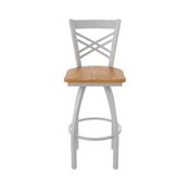820 Catalina Swivel Stool with Anodized Nickel Finish and Medium Oak Seat, AGS-82025ANMedOak