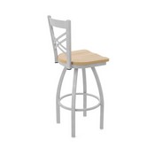 820 Catalina Swivel Stool with Anodized Nickel Finish and Natural Maple Seat, AGS-82025ANNatMpl