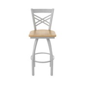 820 Catalina Swivel Stool with Anodized Nickel Finish and Natural Maple Seat, AGS-82025ANNatMpl