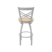 820 Catalina Swivel Stool with Anodized Nickel Finish and Natural Maple Seat, AGS-82025ANNatMpl
