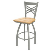820 Catalina Swivel Stool with Anodized Nickel Finish and Natural Maple Seat, AGS-82025ANNatMpl