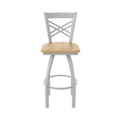 820 Catalina Swivel Stool with Anodized Nickel Finish and Natural Oak Seat, AGS-82025ANNatOak