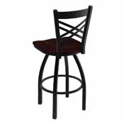 820 Catalina 36" Swivel Bar Stool with Black Wrinkle Finish and Dark Cherry Oak Seat, 82036BWDCOak