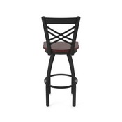 820 Catalina 36" Swivel Bar Stool with Black Wrinkle Finish and Dark Cherry Oak Seat, 82036BWDCOak
