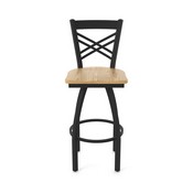 820 Catalina 36" Swivel Bar Stool with Black Wrinkle Finish and Natural Oak Seat, 82036BWNatOak