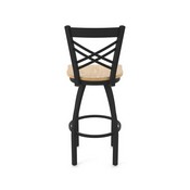 820 Catalina 36" Swivel Bar Stool with Black Wrinkle Finish and Natural Oak Seat, 82036BWNatOak