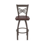 820 Catalina Swivel Stool with Bronze Finish and Dark Cherry Oak Seat, AGS-82025BZDCOak