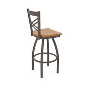 820 Catalina Swivel Stool with Bronze Finish and Medium Oak Seat, AGS-82025BZMedOak