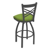 820 Catalina Swivel Stool with Pewter Finish and Canter Kiwi Green Seat, AGS-82025PW009