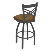 820 Catalina Swivel Stool with Pewter Finish and Canter Saddle Seat, AGS-82025PW012