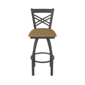 820 Catalina Swivel Stool with Pewter Finish and Canter Saddle Seat, AGS-82025PW012