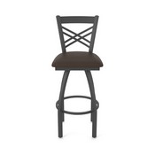 820 Catalina Swivel Stool with Pewter Finish and Rein Coffee Seat, AGS-82025PW025