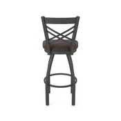 820 Catalina Swivel Stool with Pewter Finish and Rein Coffee Seat, AGS-82025PW025