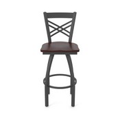 820 Catalina Swivel Stool with Pewter Finish and Dark Cherry Maple Seat, AGS-82025PWDCMpl
