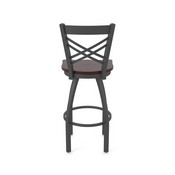 820 Catalina Swivel Stool with Pewter Finish and Dark Cherry Maple Seat, AGS-82025PWDCMpl