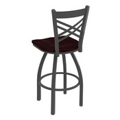 820 Catalina Swivel Stool with Pewter Finish and Dark Cherry Oak Seat, AGS-82025PWDCOak
