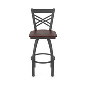820 Catalina Swivel Stool with Pewter Finish and Dark Cherry Oak Seat, AGS-82025PWDCOak