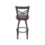 820 Catalina Swivel Stool with Pewter Finish and Dark Cherry Oak Seat, AGS-82025PWDCOak