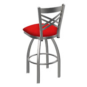 820 Catalina Swivel Stool with Stainless Finish and Canter Red Seat, AGS-82025SS011