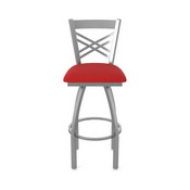 820 Catalina Swivel Stool with Stainless Finish and Canter Red Seat, AGS-82025SS011