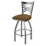 820 Catalina Swivel Stool with Stainless Finish and Canter Saddle Seat, AGS-82025SS012