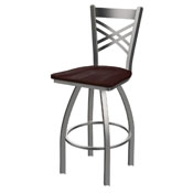 820 Catalina Swivel Stool with Stainless Finish and Dark Cherry Maple Seat, AGS-82025SSDCMpl