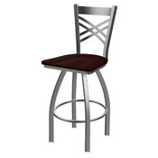 820 Catalina Swivel Stool with Stainless Finish and Dark Cherry Oak Seat, AGS-82025SSDCOak