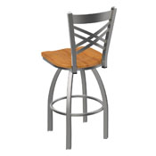 820 Catalina Swivel Stool with Stainless Finish and Medium Maple Seat, AGS-82025SSMedMpl