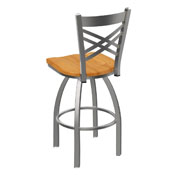 820 Catalina Swivel Stool with Stainless Finish and Medium Oak Seat, AGS-82025SSMedOak