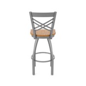 820 Catalina Swivel Stool with Stainless Finish and Medium Oak Seat, AGS-82025SSMedOak